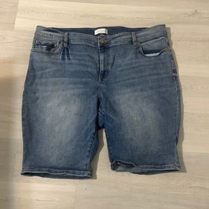 dark blue jean shorts